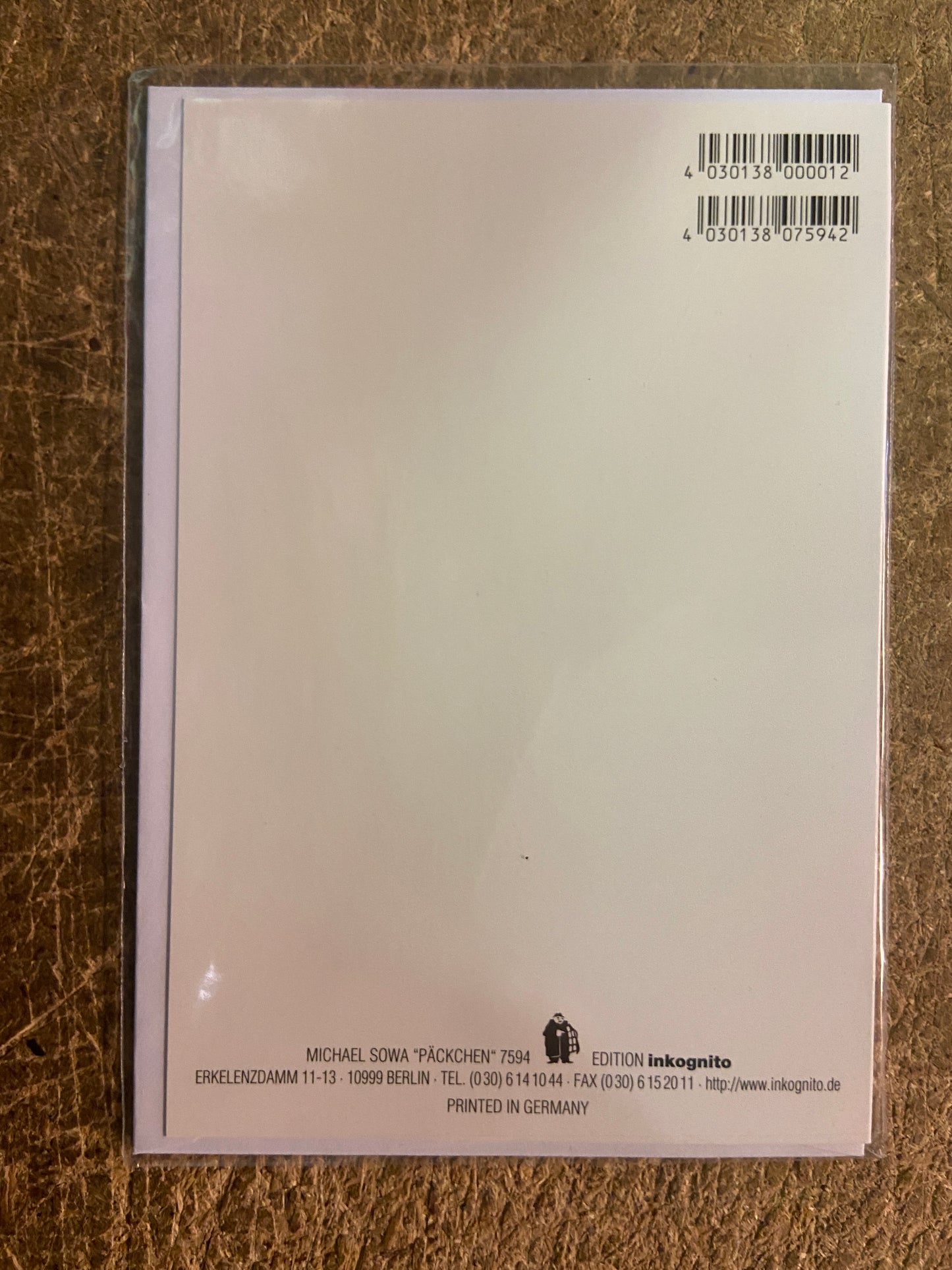 Inkognito Greeting Card 7594