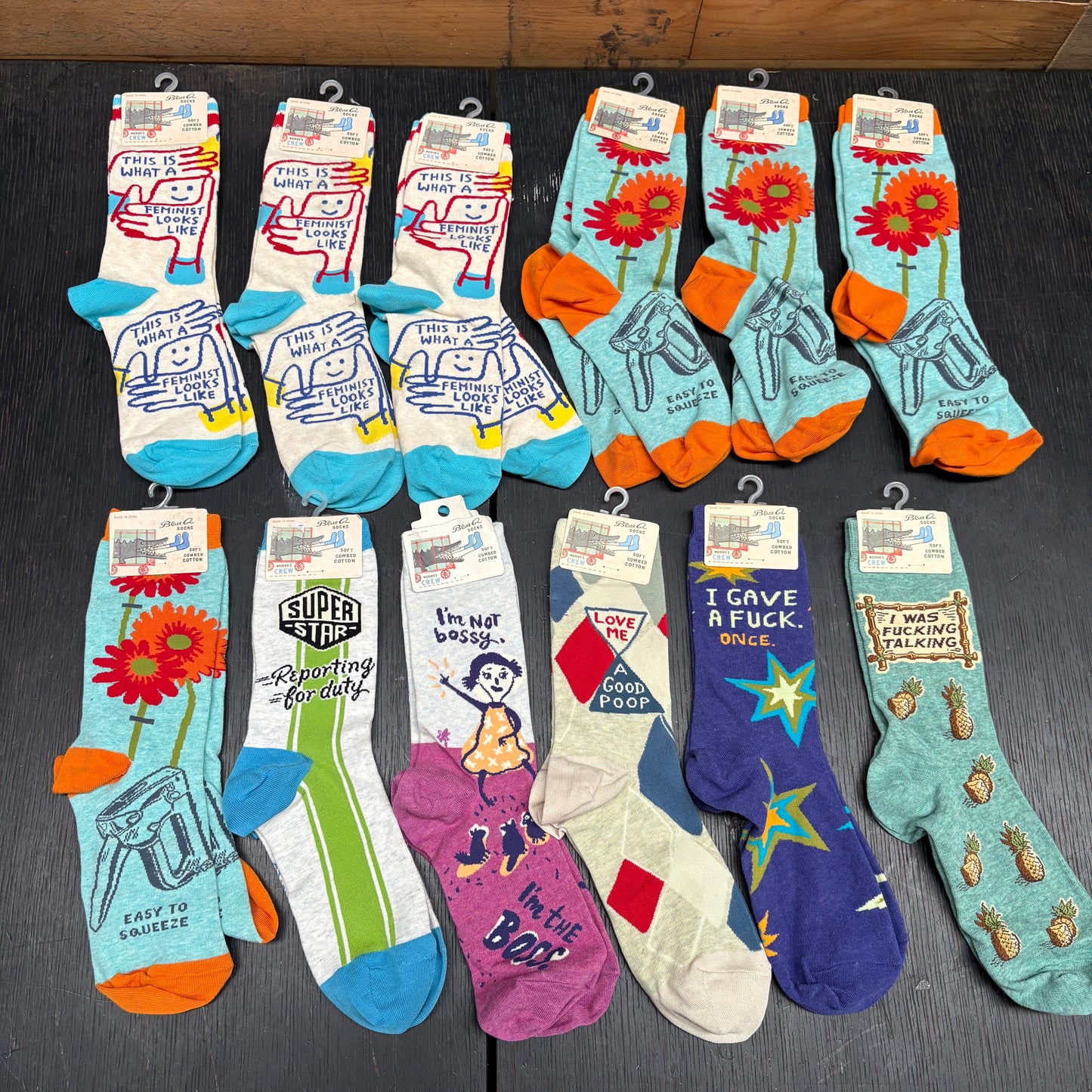 Clearance Bundle 21 -12 pairs of women's crew socks -various designs