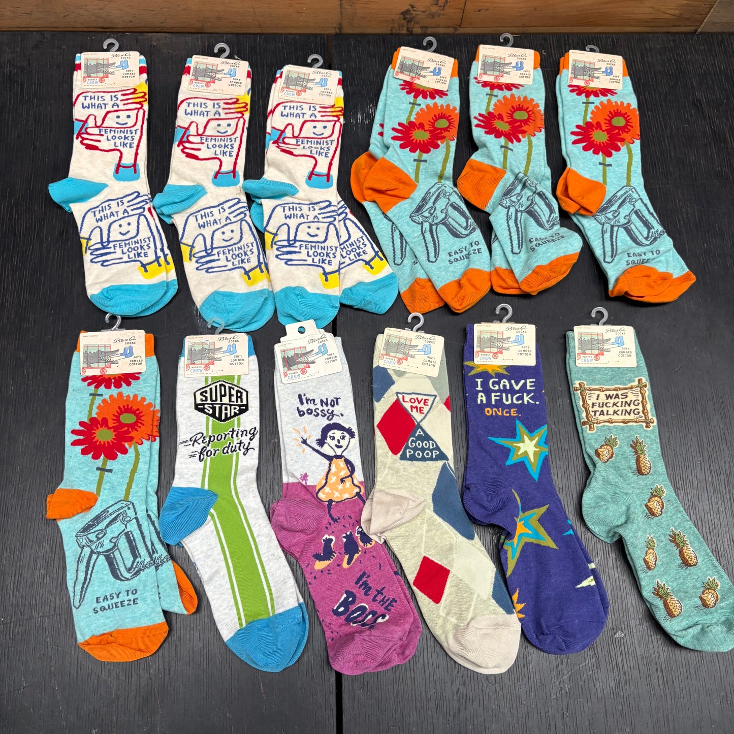 Clearance Bundle 21 -12 pairs of women's crew socks -various designs