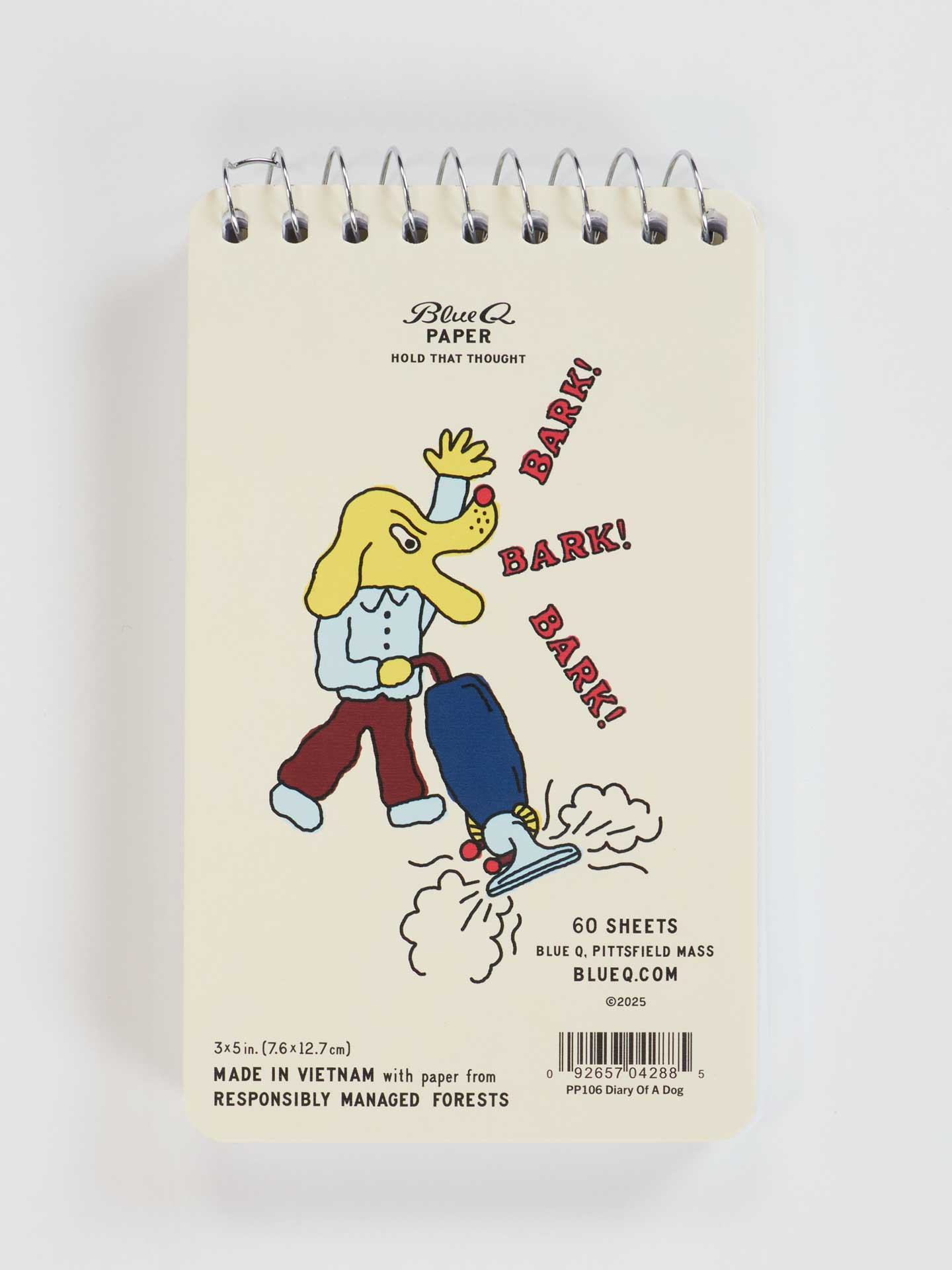 PP106 Diary Of A dog. Licked Some Faces, Sniffed A Bush, Barked At A Vacuum 3x5 Spiral Notebook