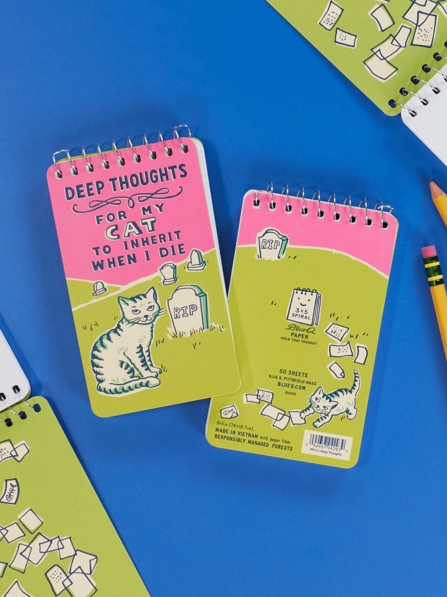 PP111 Deep Thoughts For My Cat To Inherit When I Die 3x5 Spiral Notebook