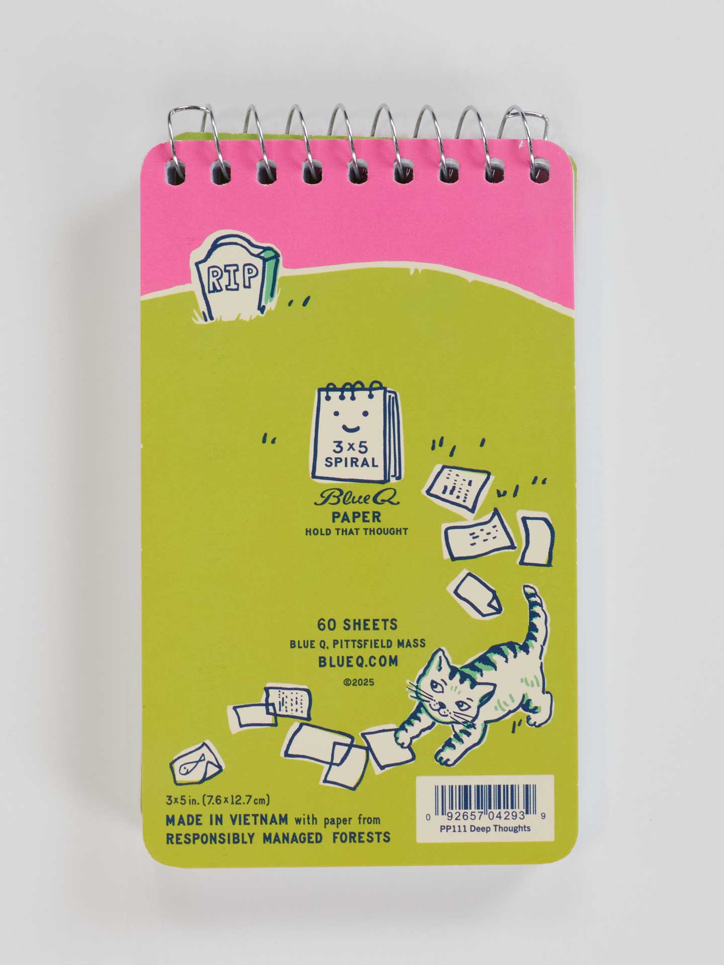 PP111 Deep Thoughts For My Cat To Inherit When I Die 3x5 Spiral Notebook