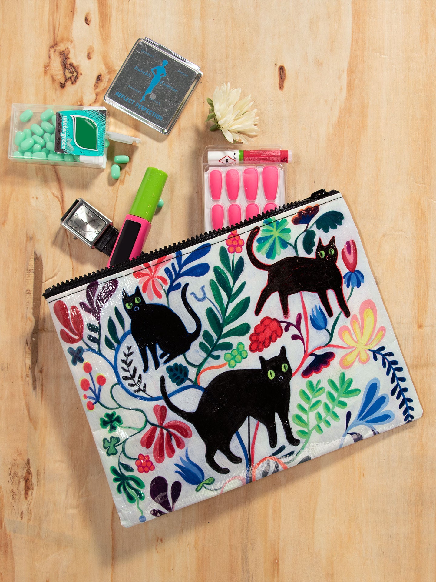 QA256 Here Kitty Zipper Pouch