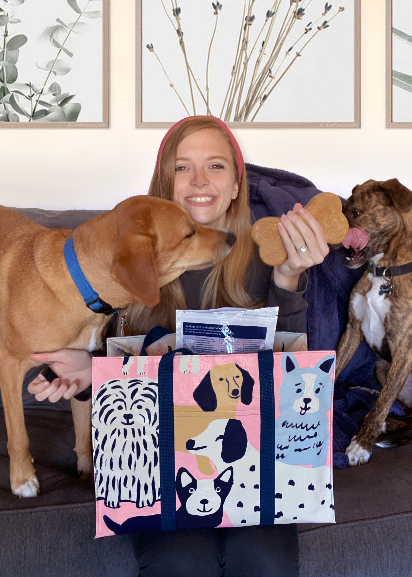QA664 Happy Dogs Shoulder Tote