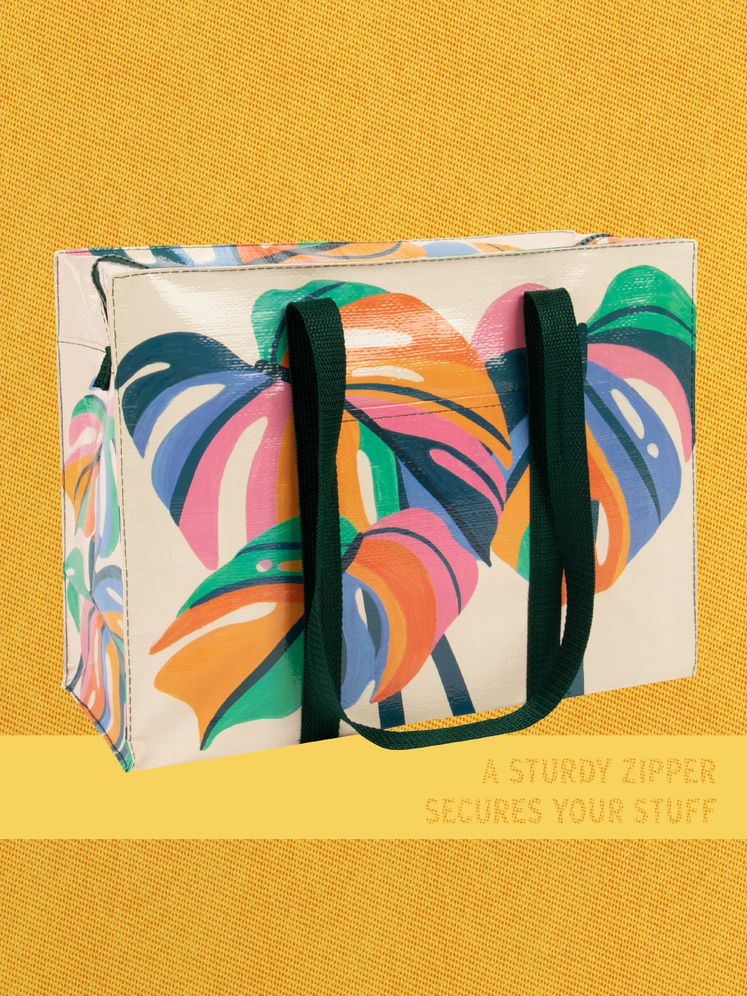 QA671 Monstera Leaf Shoulder Tote
