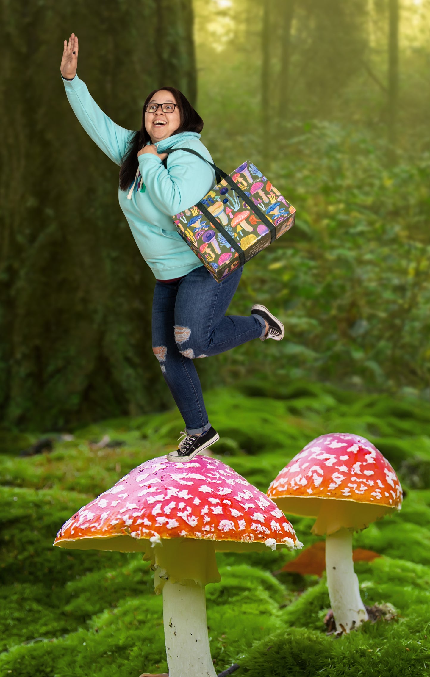 QA674 Mushrooms Shoulder Tote - new!