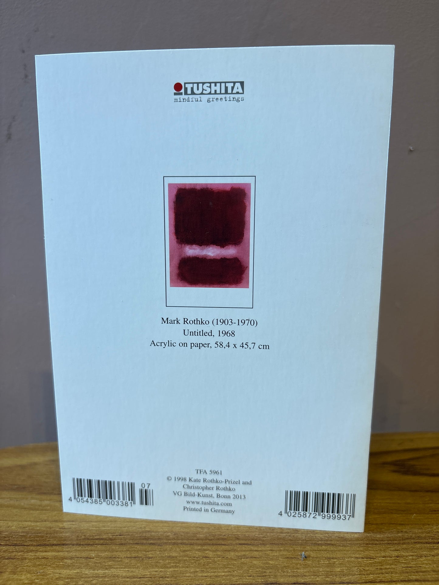 Tushita Card Mark Rothko (1903-1970) Untitled, 1968