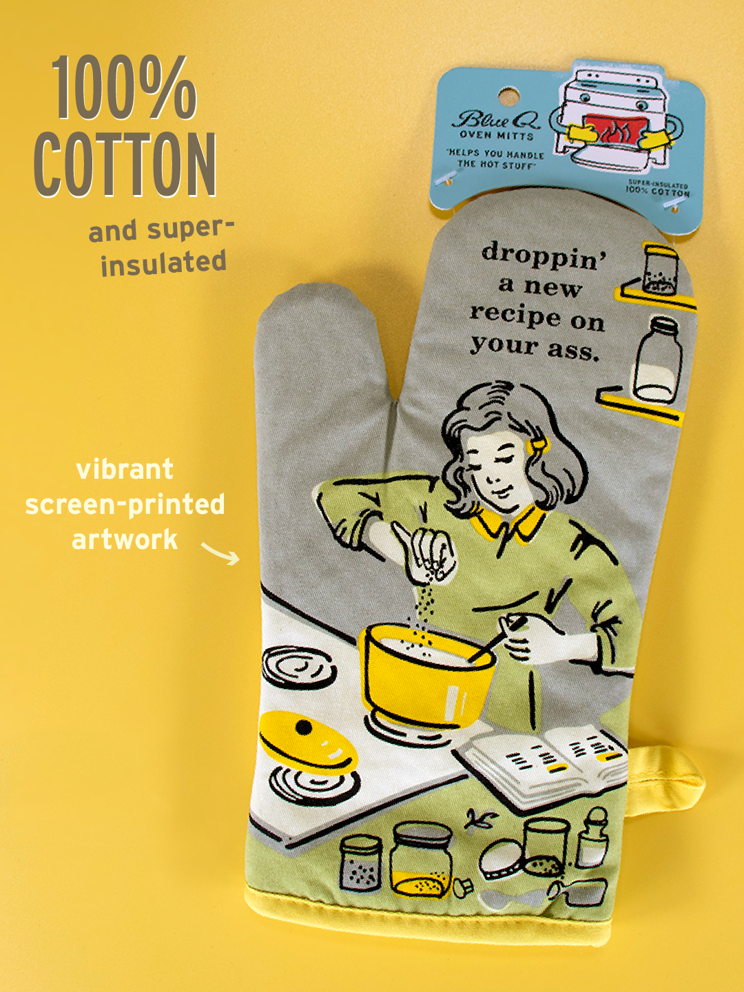 WW111 Blue Q Recipe On Your Ass Oven Mitt