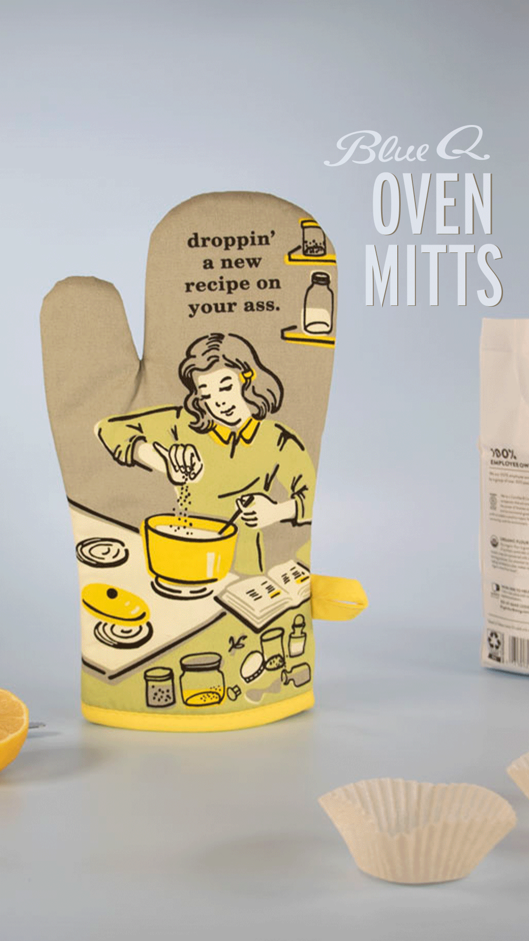 WW111 Blue Q Recipe On Your Ass Oven Mitt