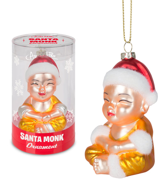 '12555 ORNAMENT - SANTA MONK GLASS