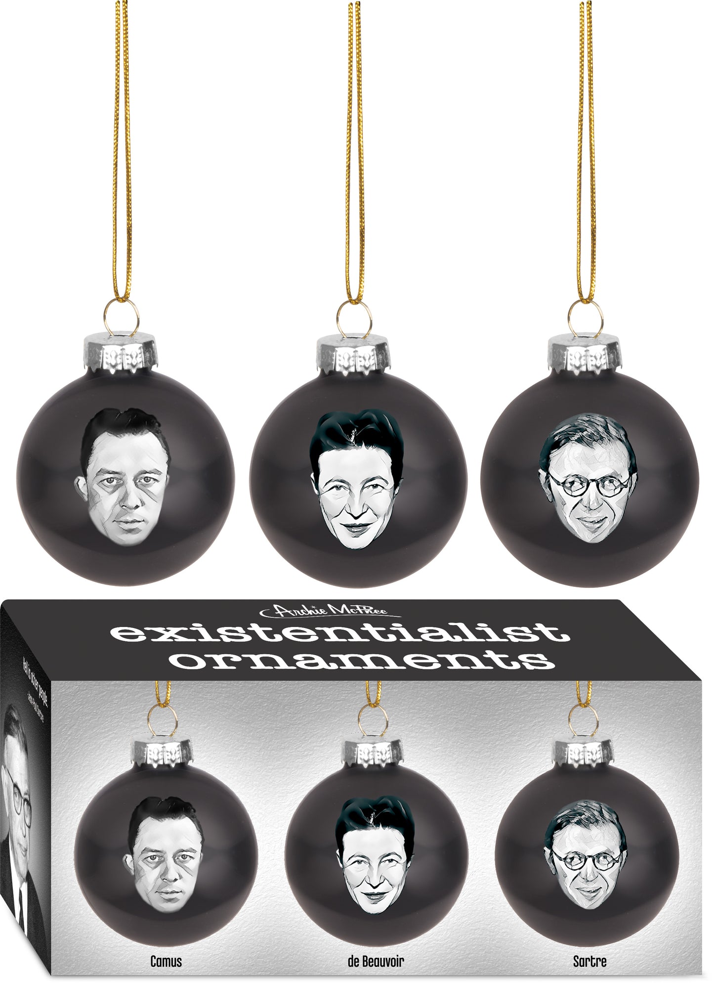 '12799 ORNAMENTS - EXISTENTIALIST - SET OF 3