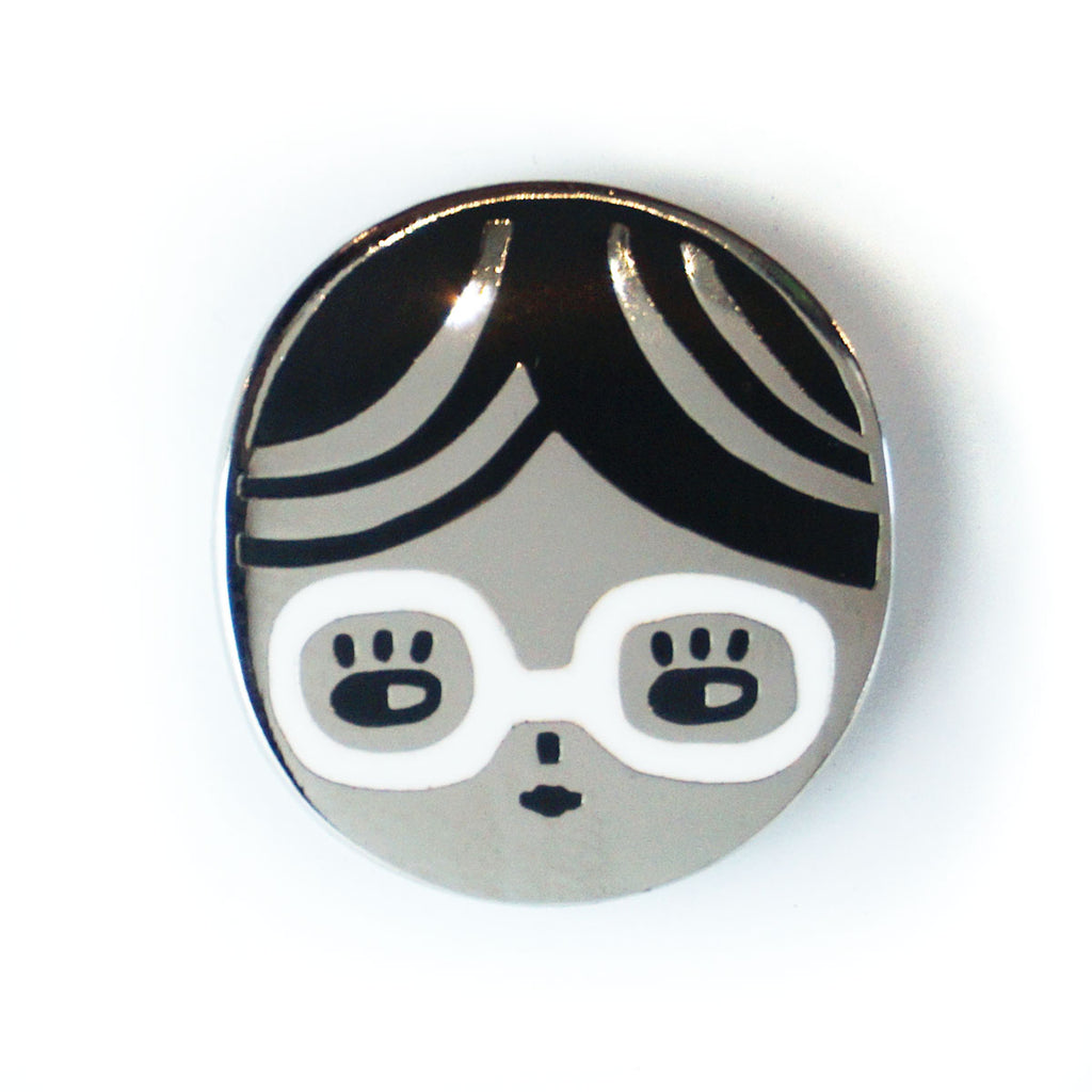 Glasses Chick Enamel Pin