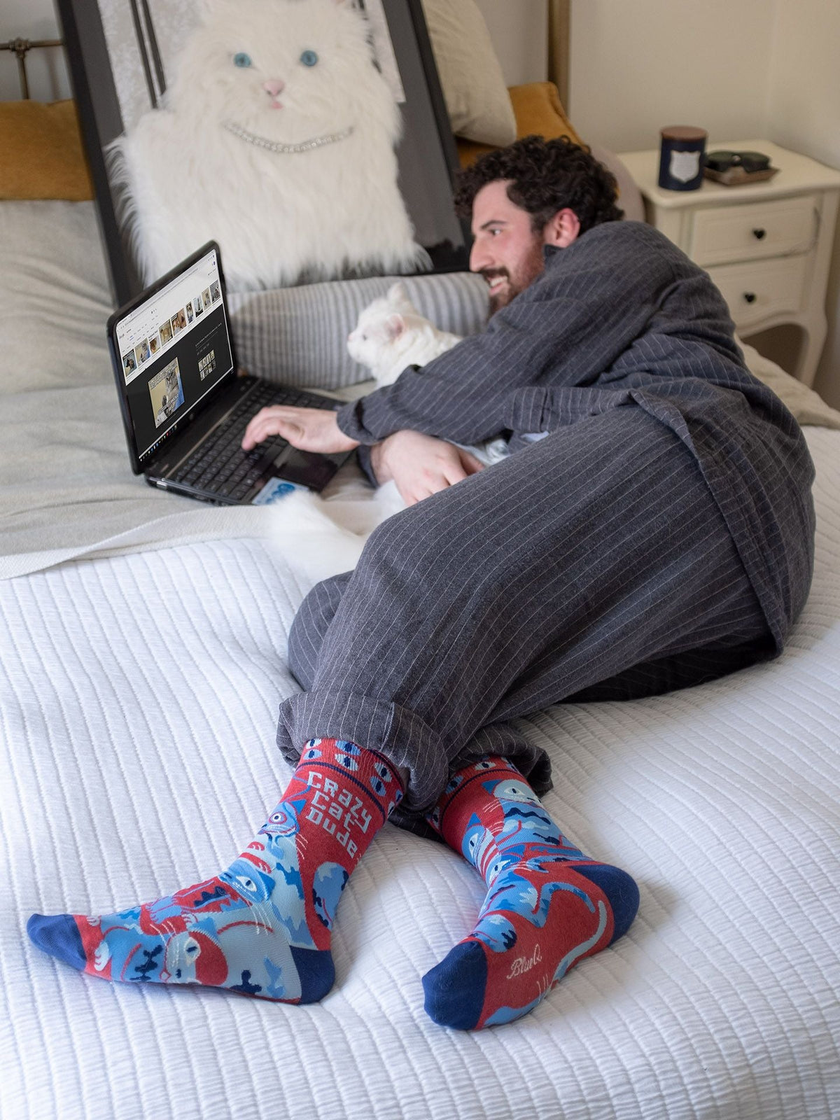 Crazy Cat Dude Men's Socks by Blue Q – image 5