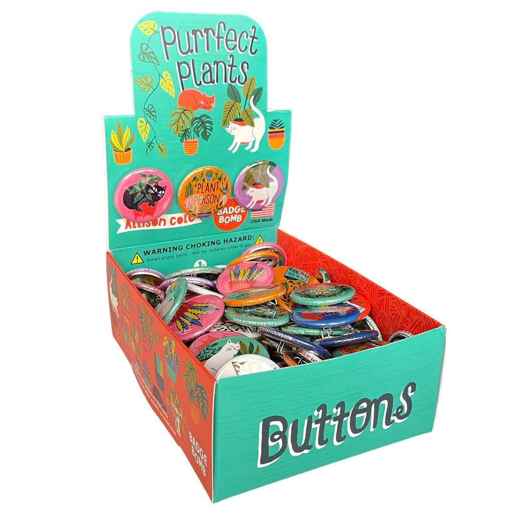 BB4936 Purrfect Plants Cat 1.25" Button Box