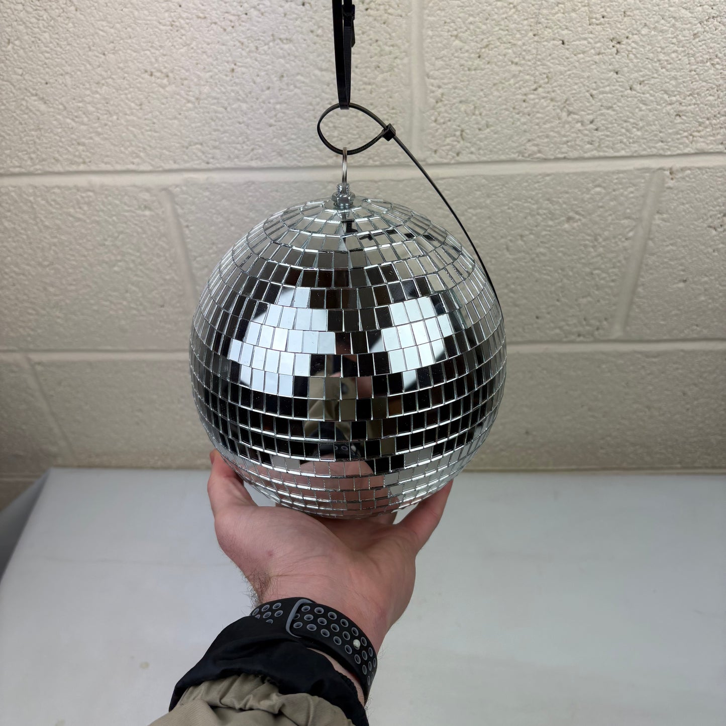 Silver Mirror Disco Ball - 20cm - Medium size