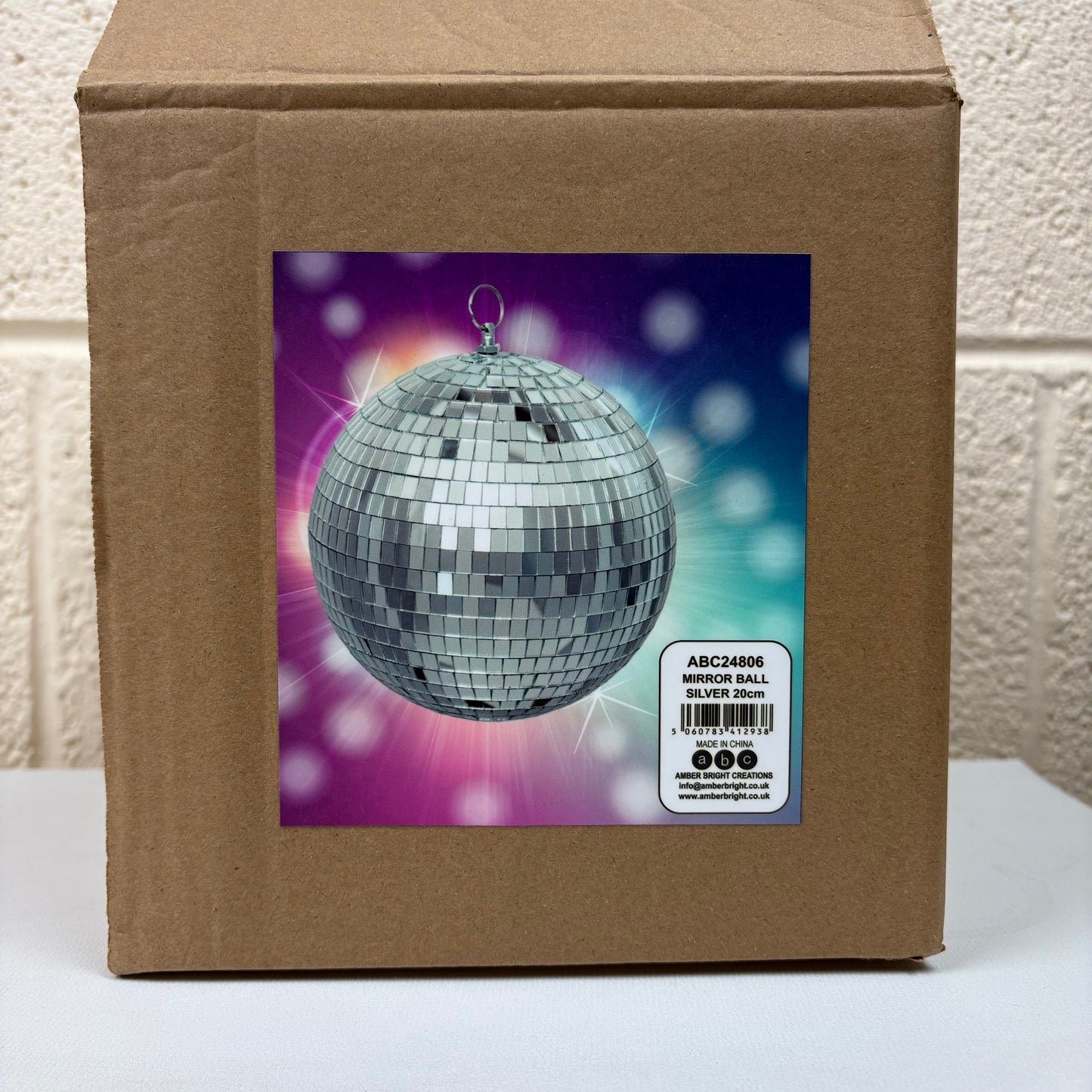 Silver Mirror Disco Ball - 20cm - Medium size