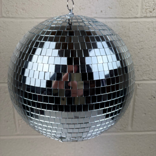 Silver Mirror Disco Ball - 30cm - Large size