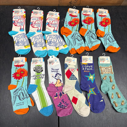 Clearance Bundle 21 -12 pairs of women's crew socks -various designs