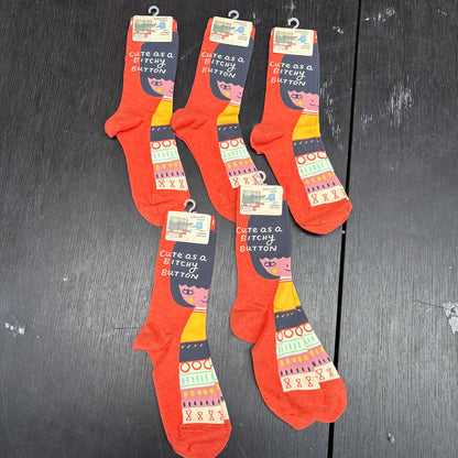 Clearance Bundle 10  - 5 pairs of cute as a bitchy button crew socks