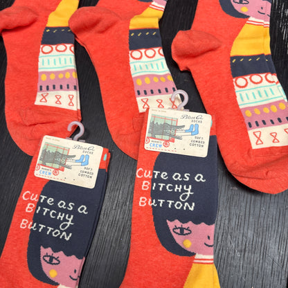 Clearance Bundle 10  - 5 pairs of cute as a bitchy button crew socks