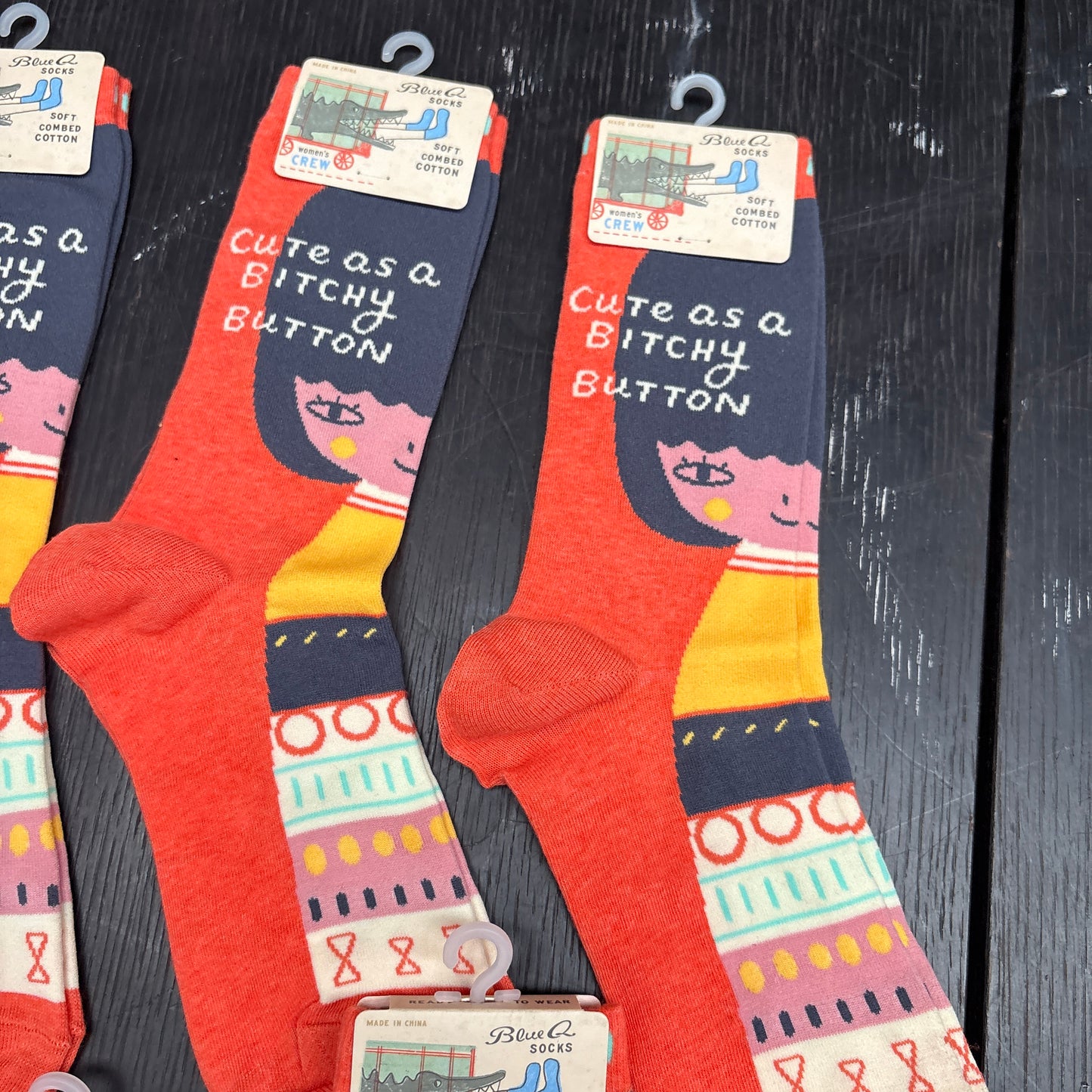 Clearance Bundle 10  - 5 pairs of cute as a bitchy button crew socks