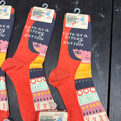 Clearance Bundle 10  - 5 pairs of cute as a bitchy button crew socks