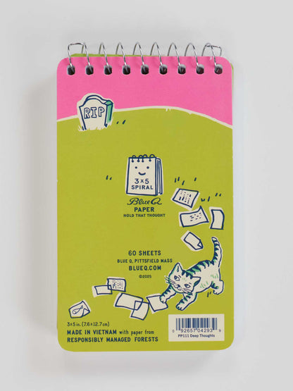 PP111 Deep Thoughts For My Cat To Inherit When I Die 3x5 Spiral Notebook