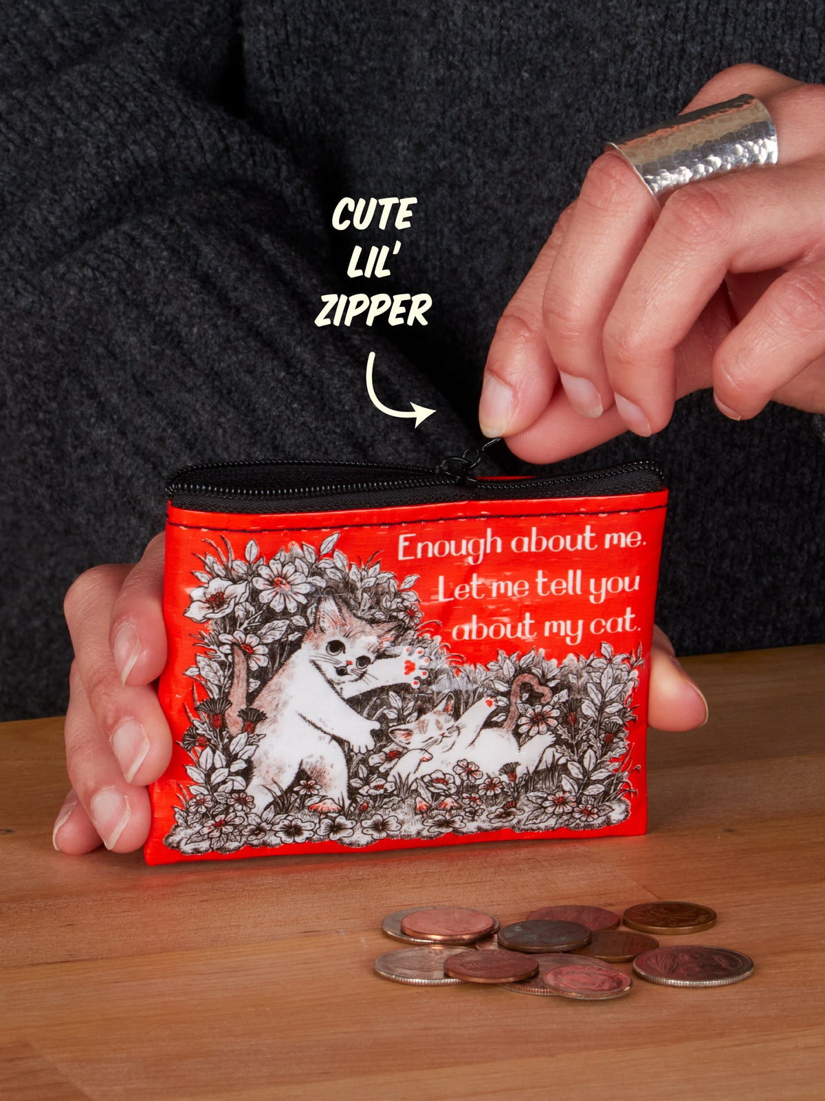 Enough About Me. Let Me Tell You About My Cat. Coin Purse by Blue Q – image 5