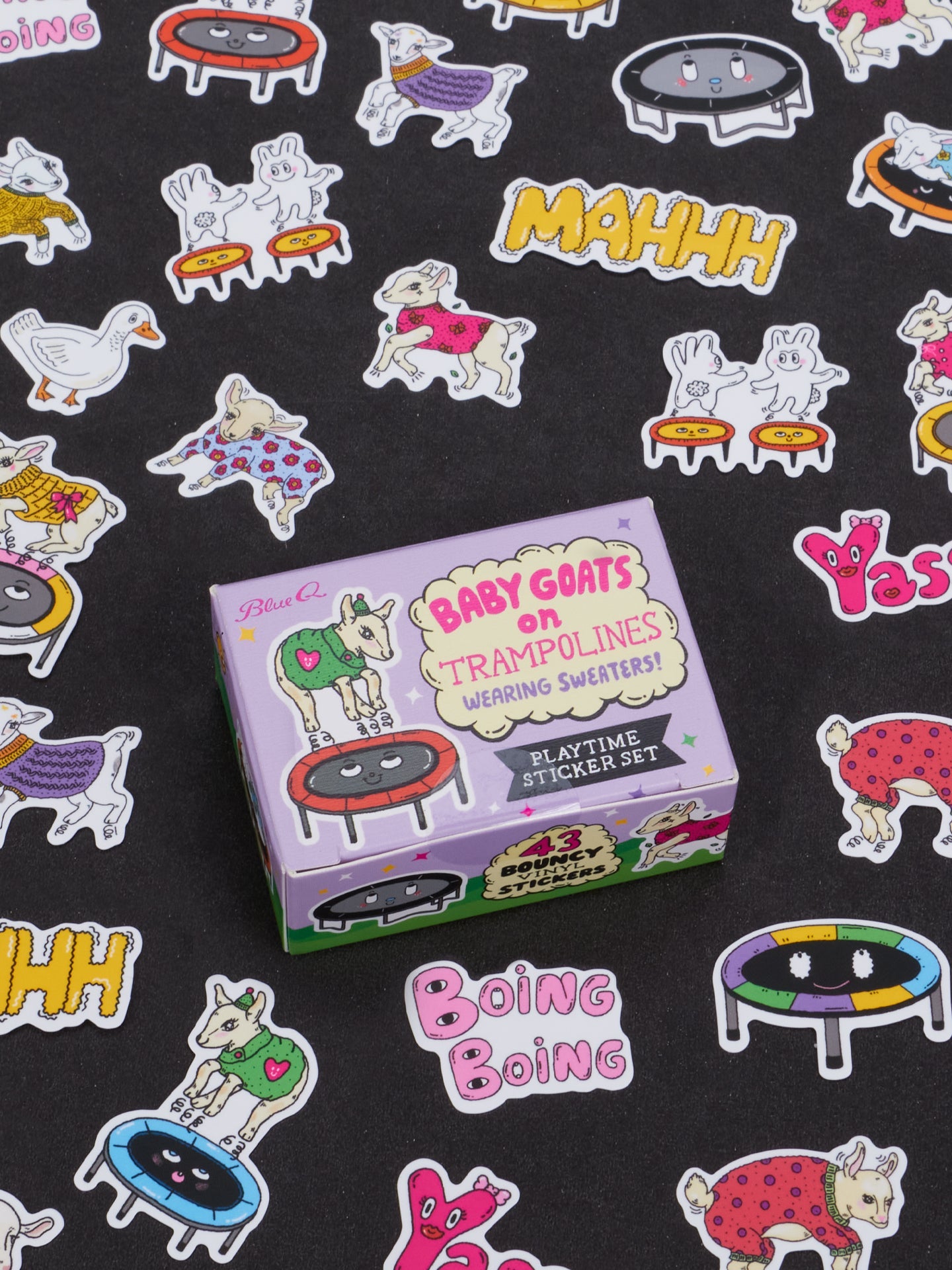 Baby Goats On Trampolines With Sweaters Playtime Sticker Set by Blue Q