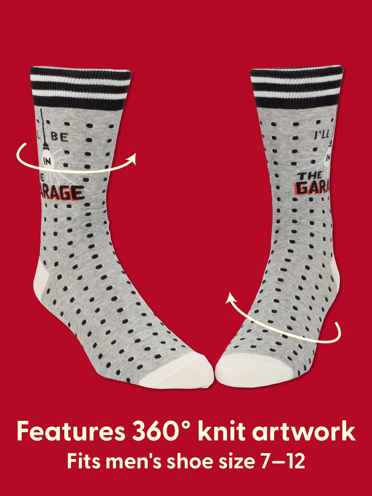 I'll Be In The Garage Men's Crew Socks by Blue Q – image 4