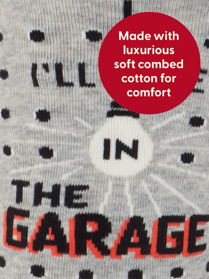 I'll Be In The Garage Men's Crew Socks by Blue Q – image 3