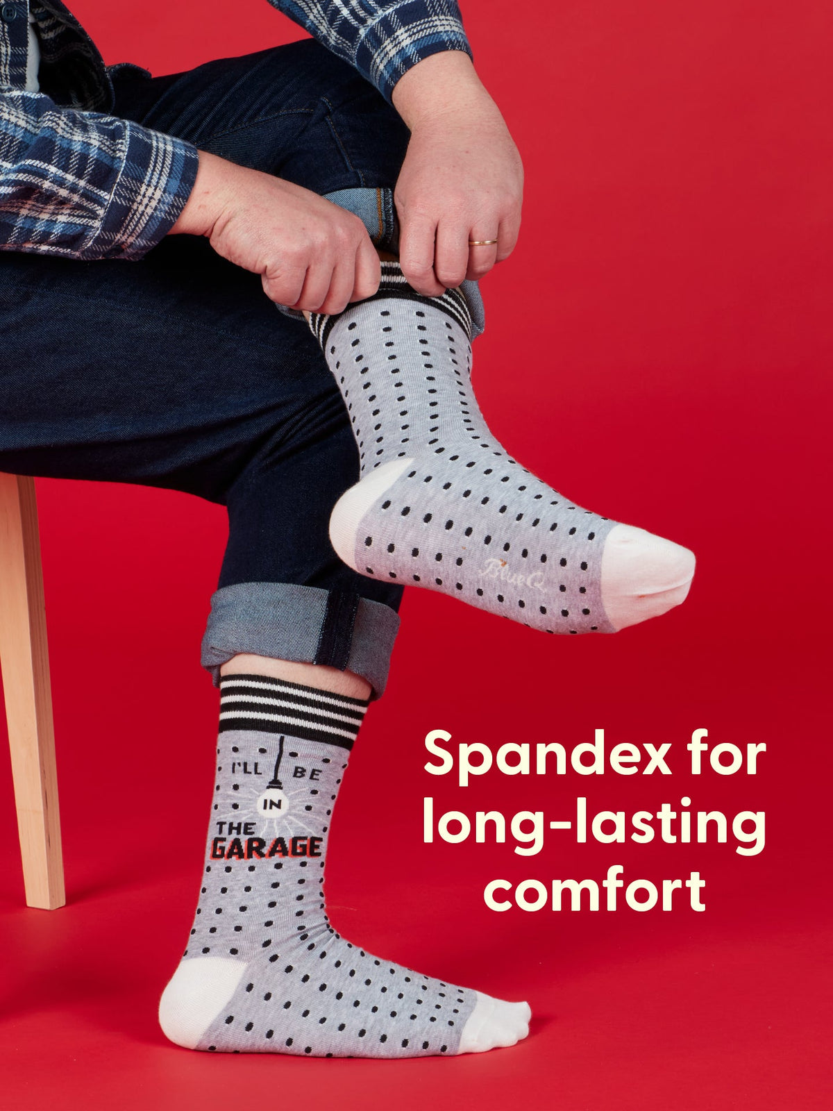 I'll Be In The Garage Men's Crew Socks by Blue Q – image 6