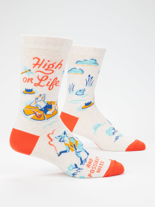 High On Life...And Possibly Weed Men's Crew Socks by Blue Q