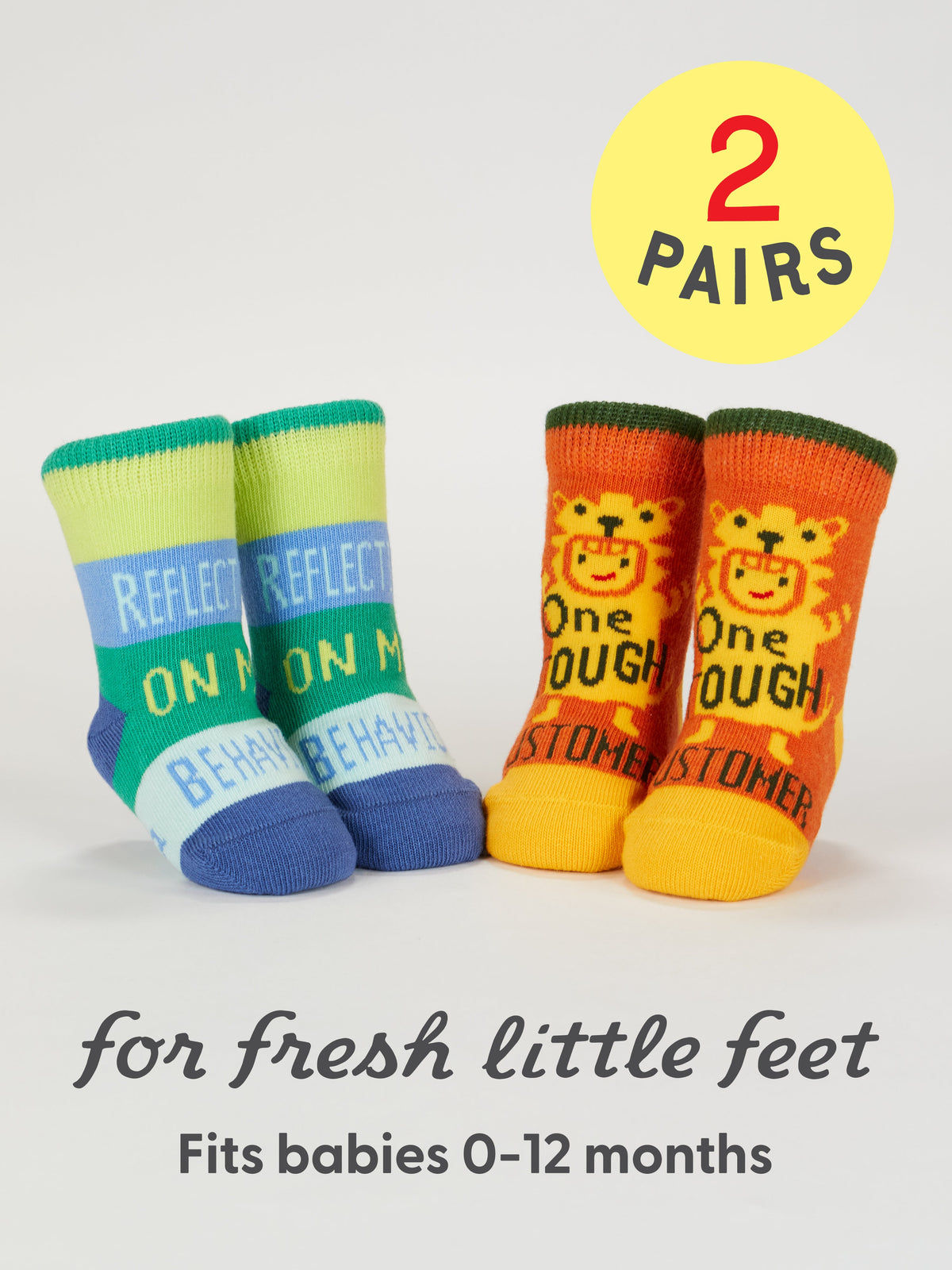 One Tough Customer/ Reflecting On My Behavior Baby Socks by Blue Q – image 6