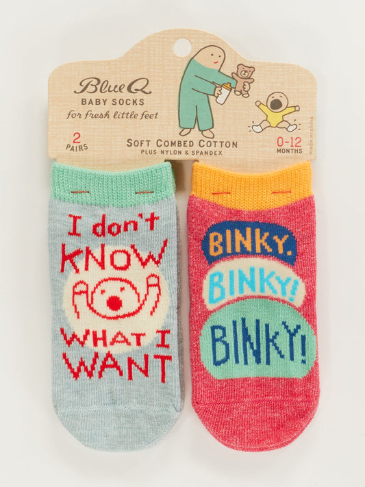SW235 I Don't Know What I Want/ Binky! Binky! Binky! Baby Socks