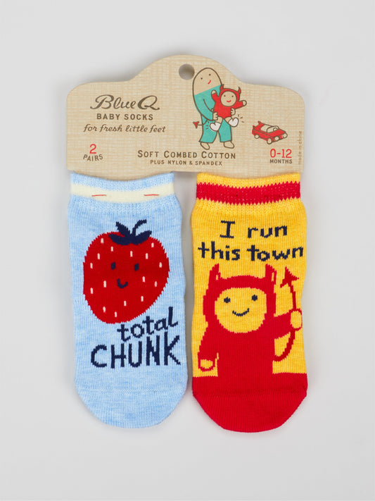 Total Chunk/ I Run This Town Baby Socks by Blue Q