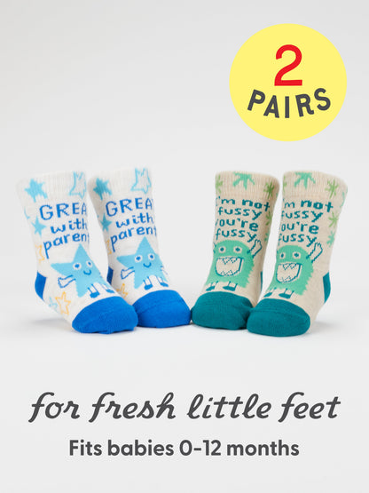 Great With Parents/ I'm Not Fussy You're Fussy Baby Socks by Blue Q – image 2