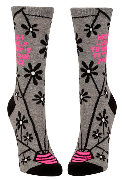 SW556 Say It To Your Face Crew Socks - new!