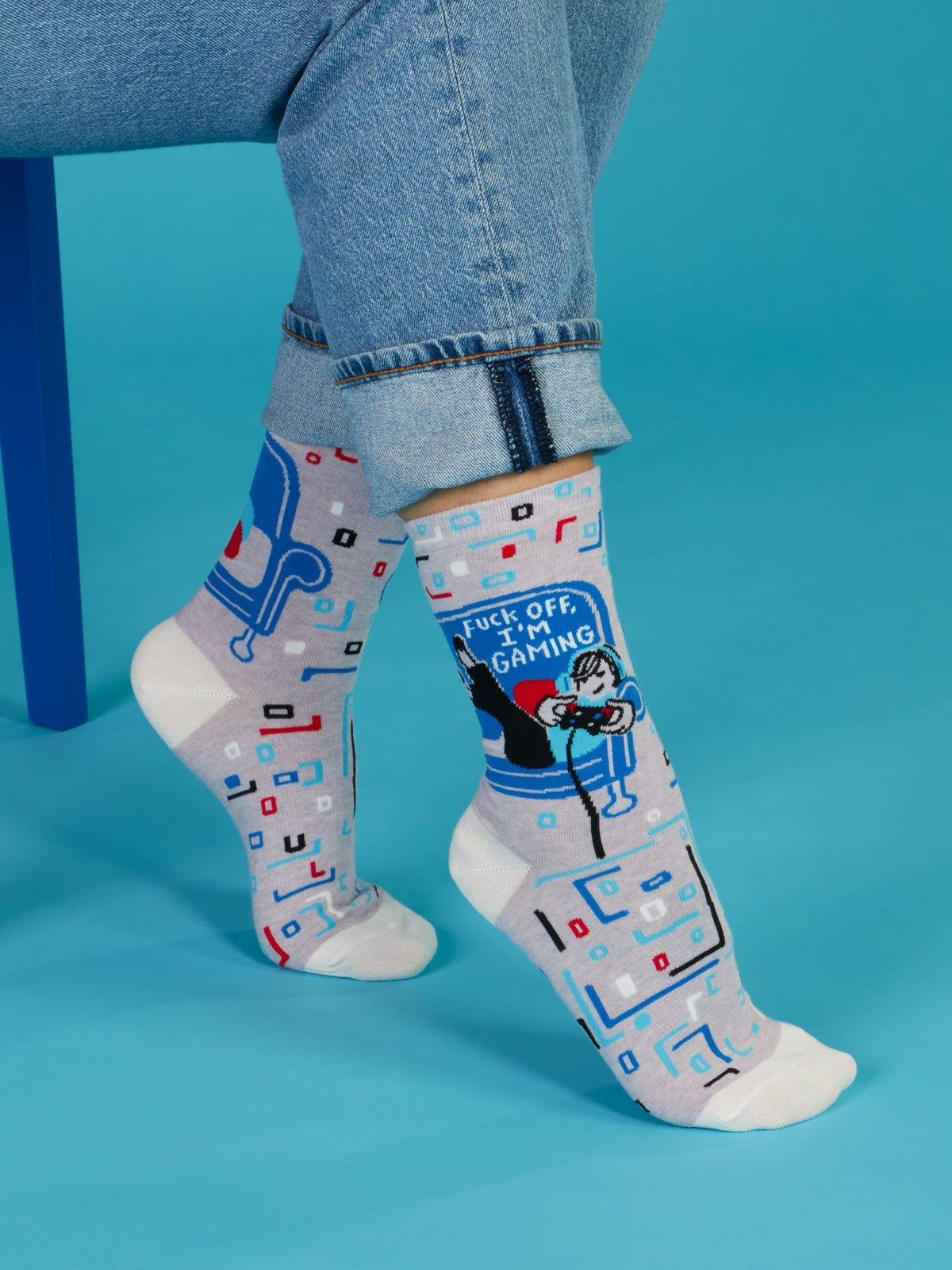 Fuck Off, I'm Gaming Crew Socks by Blue Q – image 3