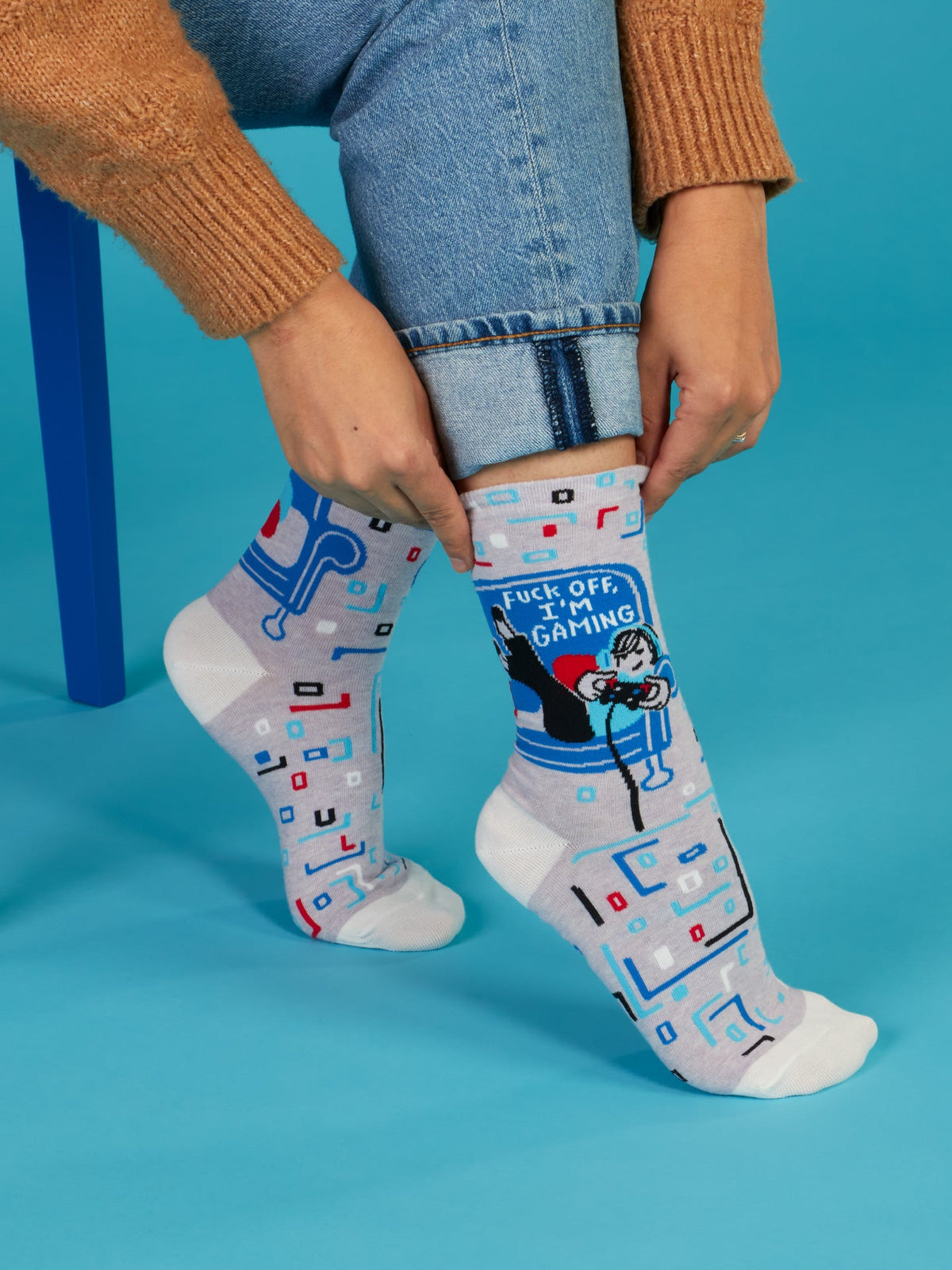 Fuck Off, I'm Gaming Crew Socks by Blue Q – image 4