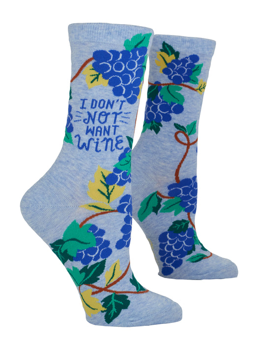 SW573 Don't Not Want Wine Crew Socks