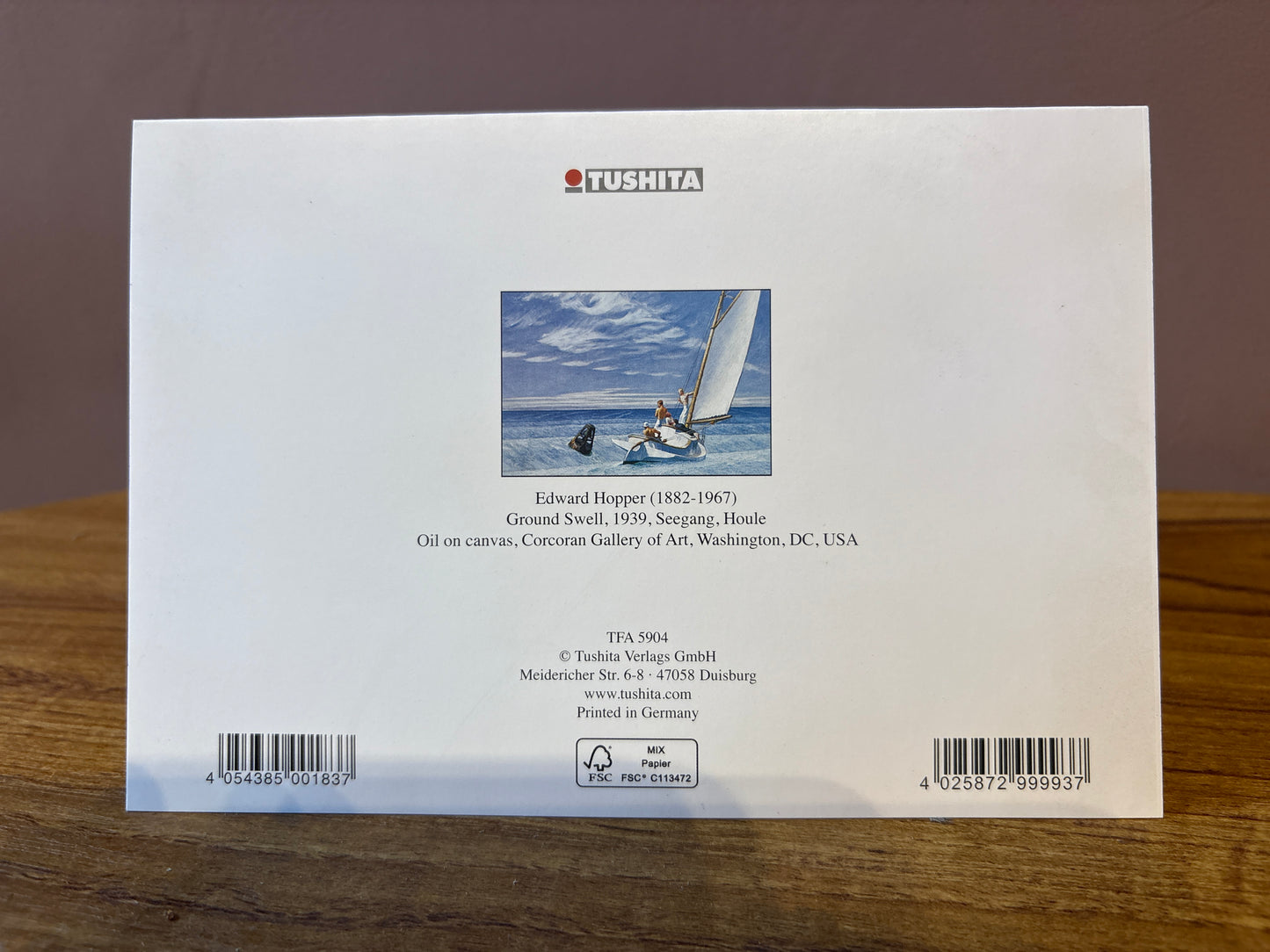 Tushita Card Edward Hopper (1882-1967) Ground Swell, 1939, Seegang, Houle