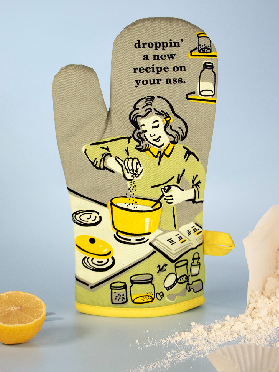 WW111 Blue Q Recipe On Your Ass Oven Mitt