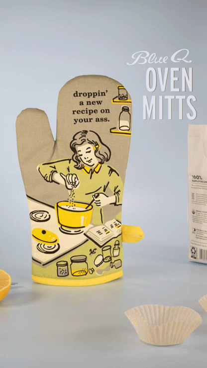 WW111 Blue Q Recipe On Your Ass Oven Mitt