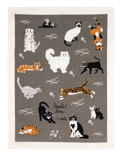 WW337 People I Love: Cats Dish Towel