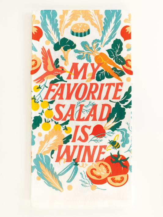 WW637 My Favorite Salad Is Wine Dish Towel