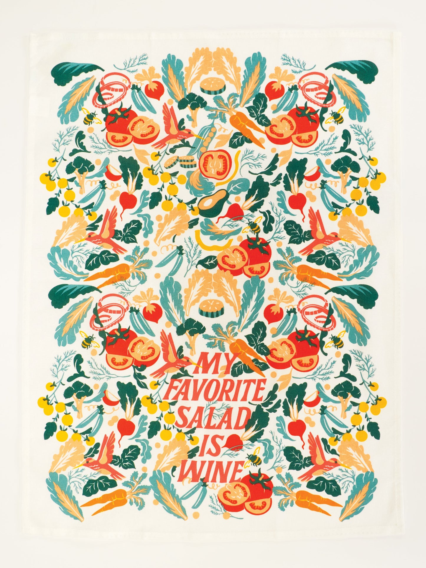 WW637 My Favorite Salad Is Wine Dish Towel