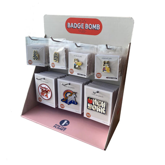 Badge Bomb Hang Hook Counter Display Stickers, Pin Badges, Patches